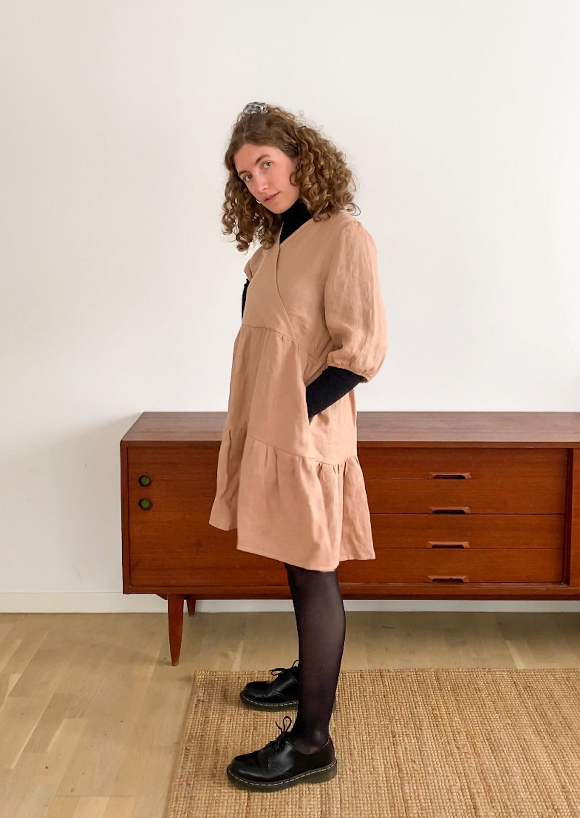 Maple dress in misty pink linen - size S