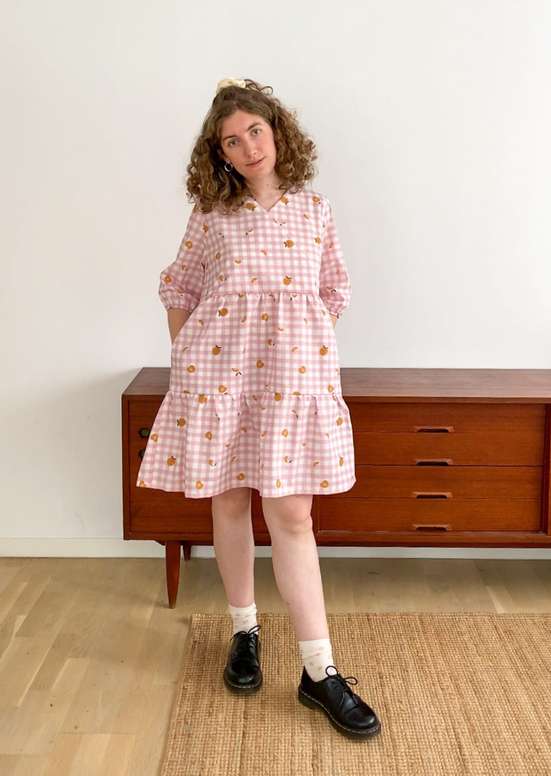 Maple dress in apricot picnic - size S