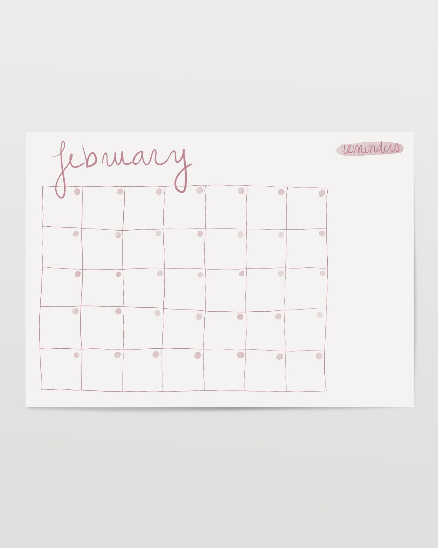 Printable monthly calendar