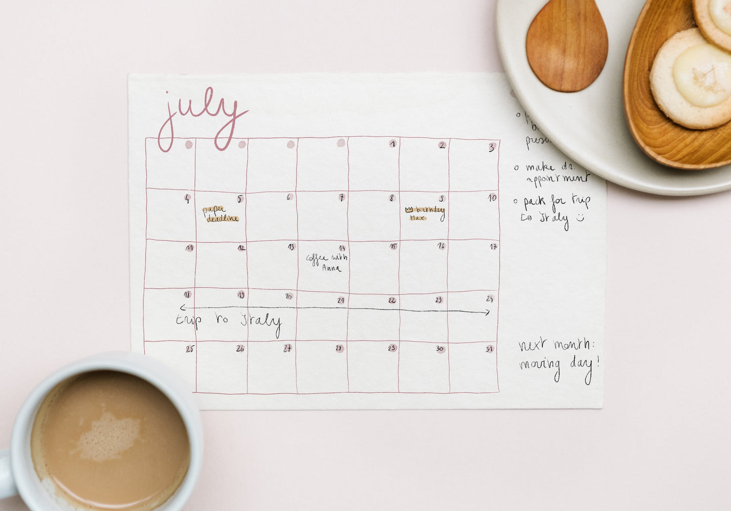Printable monthly calendar